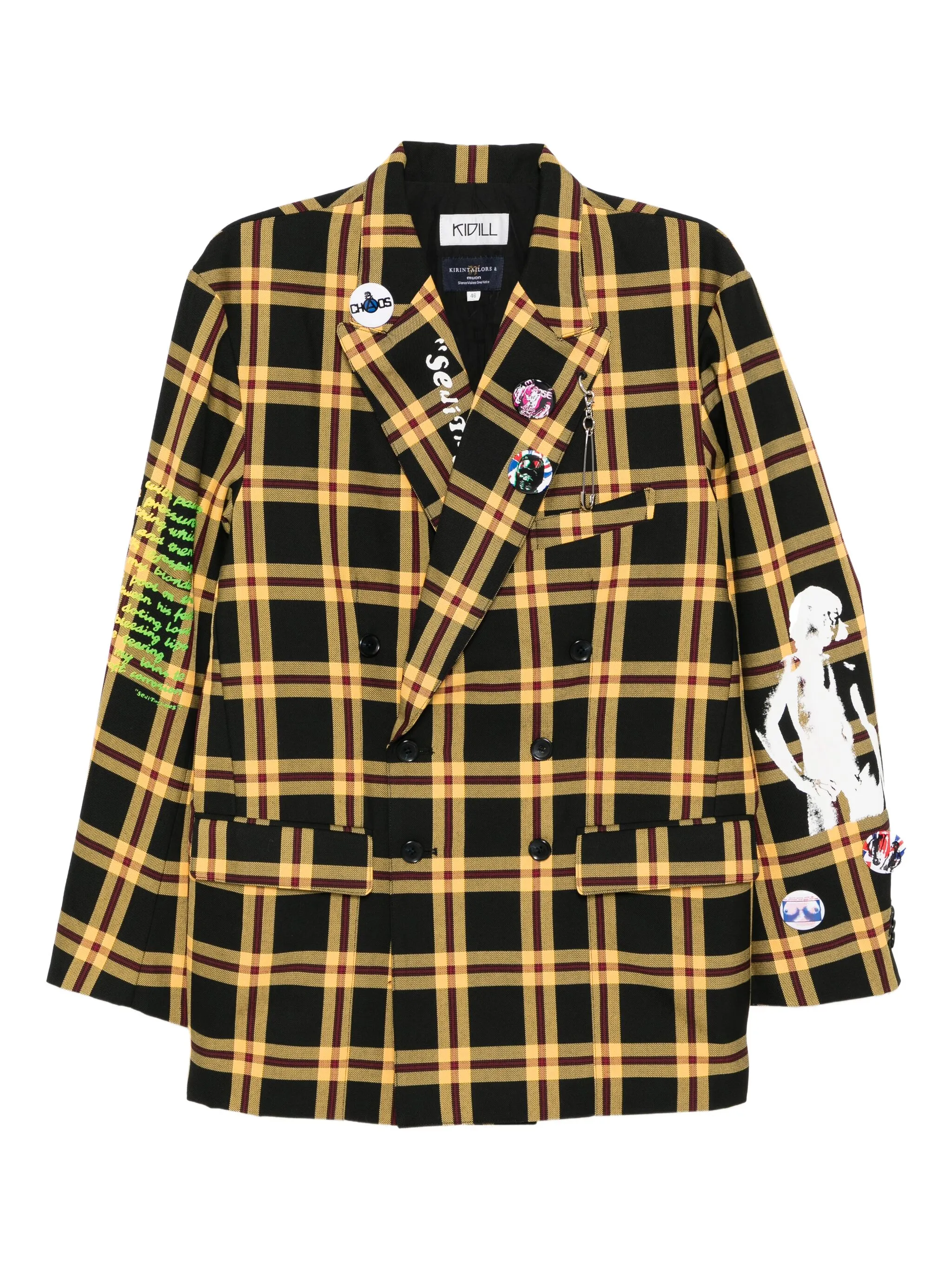 

Двубортный пиджак в клетку Kidill, желтый