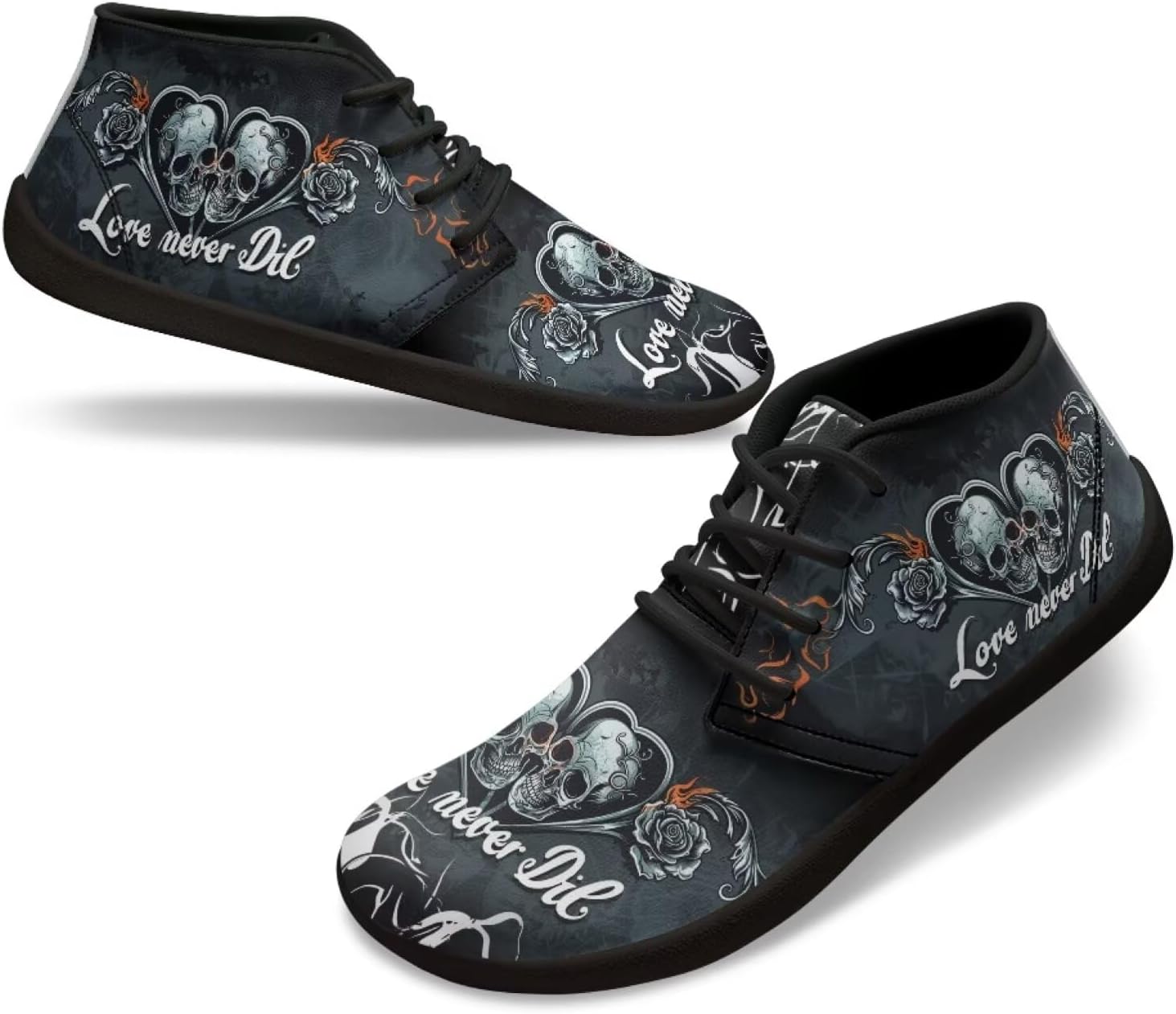 Мужские ботинки Forchrinse Blood Skull, модные кроссовки, кожаные ботинки средней высоты на шнуровке, для прогулок и вождения, с подошвой EVA, серый — фото 2