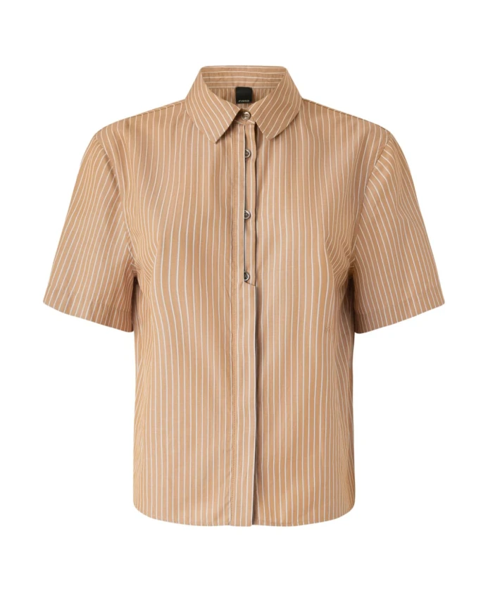 

Рубашка для боулинга в вертикальную полоску, изготовленная из хлопка. Pinko, коричневый