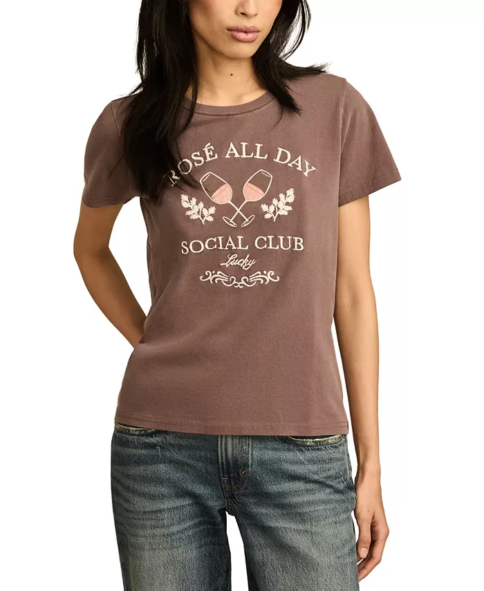 

Женская футболка с круглым вырезом Rose All Day Lucky Brand, коричневый