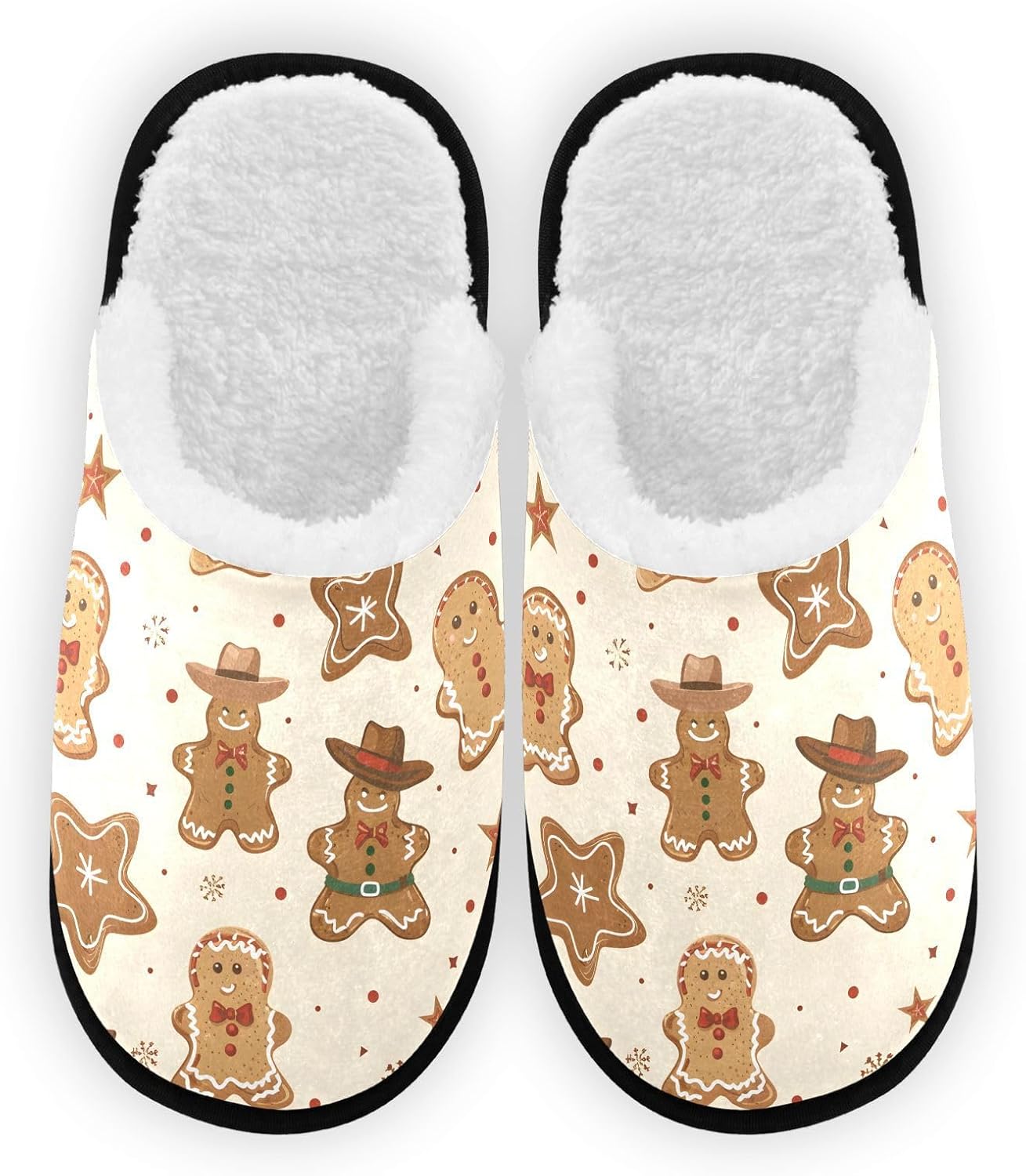 

Мягкие плюшевые тапочки FENOCHE в форме имбирных пряников на Рождество для женщин и мужчин, теплые и удобные, для путешествий и спа, с нескользящей подошвой, Multicolor