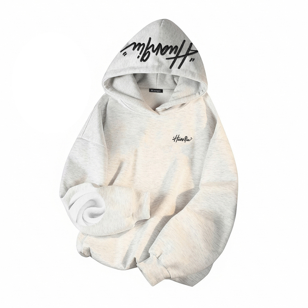 

Толстовка Unisex Hooded Thickened Heavyweight HUANQIU, белый heather серый/черный[heavyweight thickened and fleece-lined]