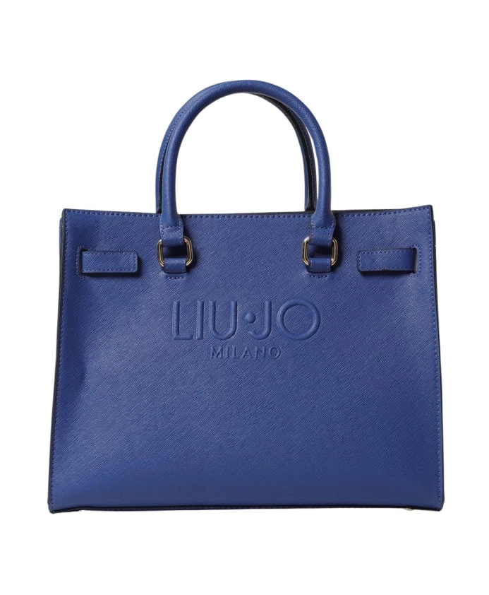 

Синяя фактурная сумка-тоут с тисненым логотипом. Liu Jo, синий