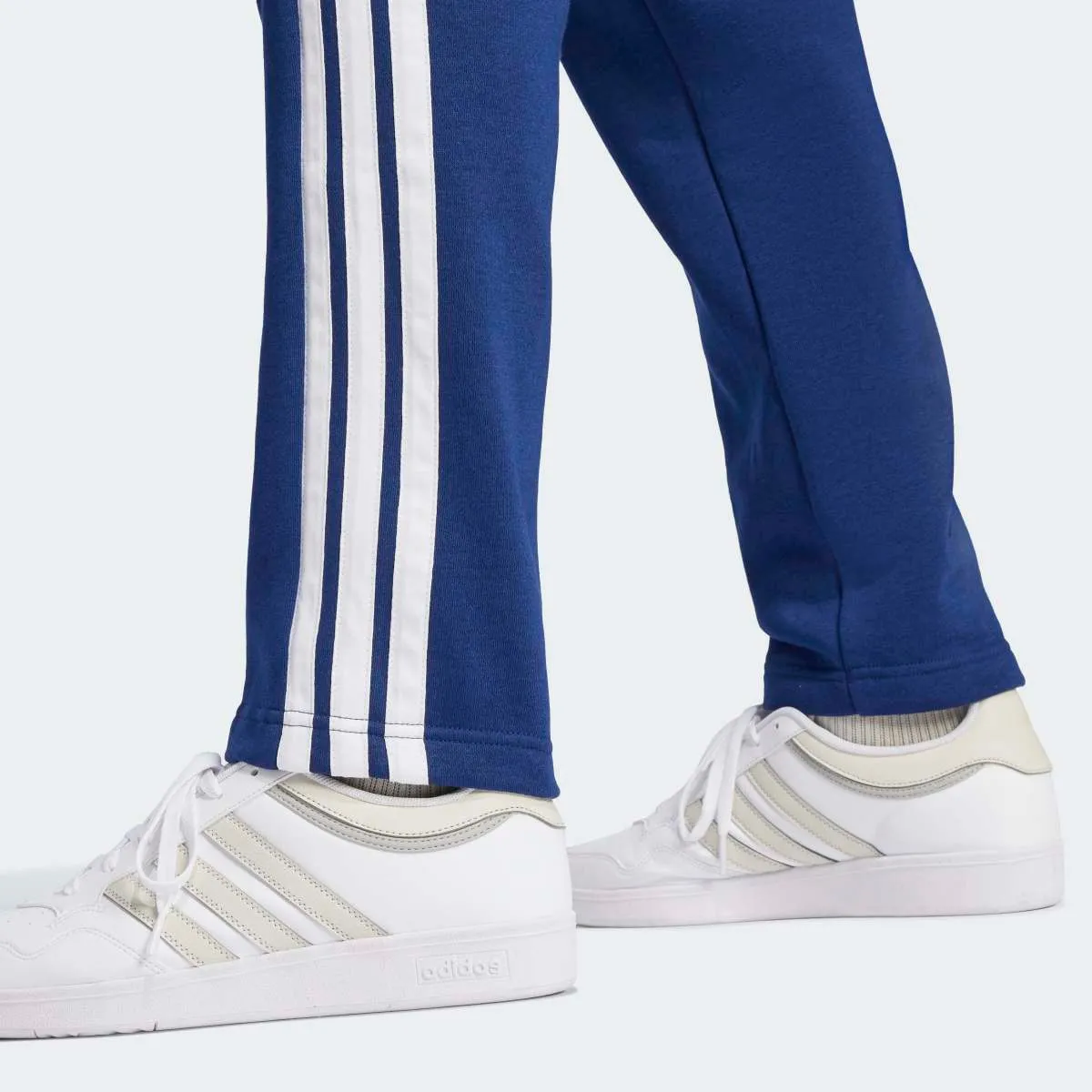 Мужские брюки Essentials 3-Stripes Open Hem Fleece adidas, темно-синий — фото 4