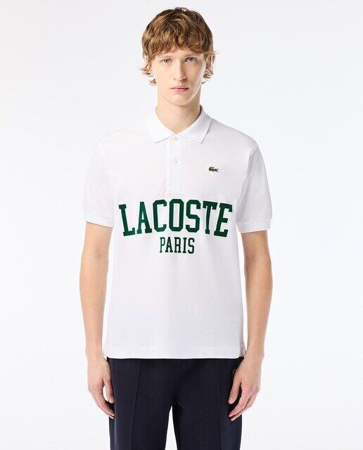 

Оригинальная рубашка-поло L1212 Lacoste из флокированного пике Lacoste, белый