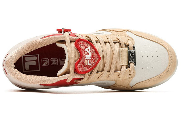 Кеды (WMNS) Fila Fusion Shoes 'Cream Red Pink', бежевый — фото 4