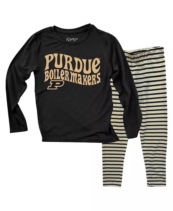 

Комплект из топа с длинными рукавами и полосатых леггинсов Purdue Boilermakers для малышей Wes & Willy