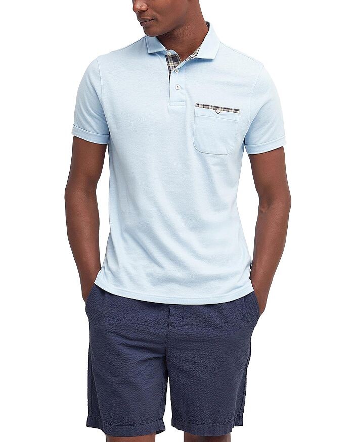 

Хлопковая рубашка-поло обычного кроя Barbour Corpatch с карманами, синий