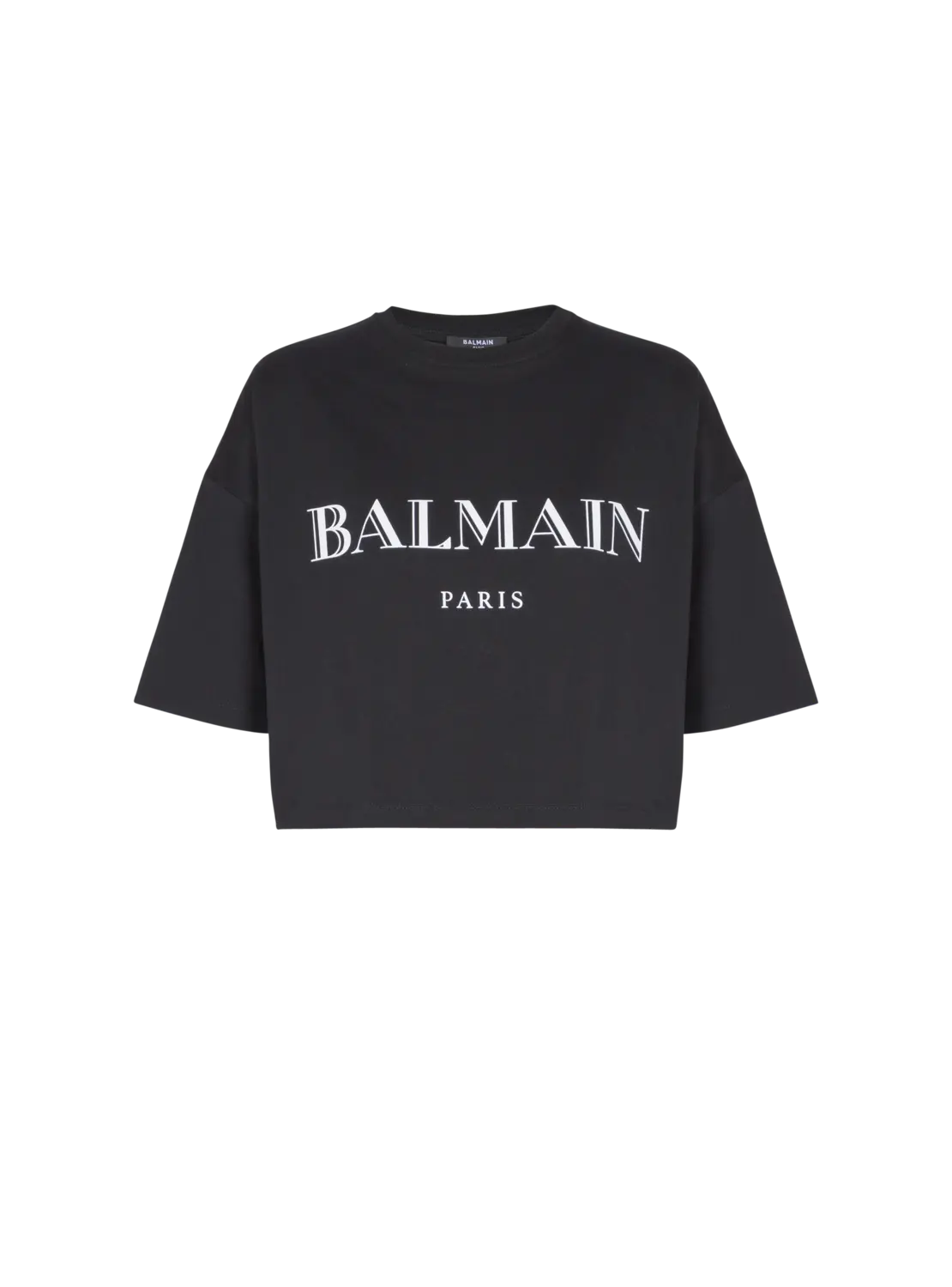 

Короткая футболка свободного кроя с принтом Balmain, белый/черный