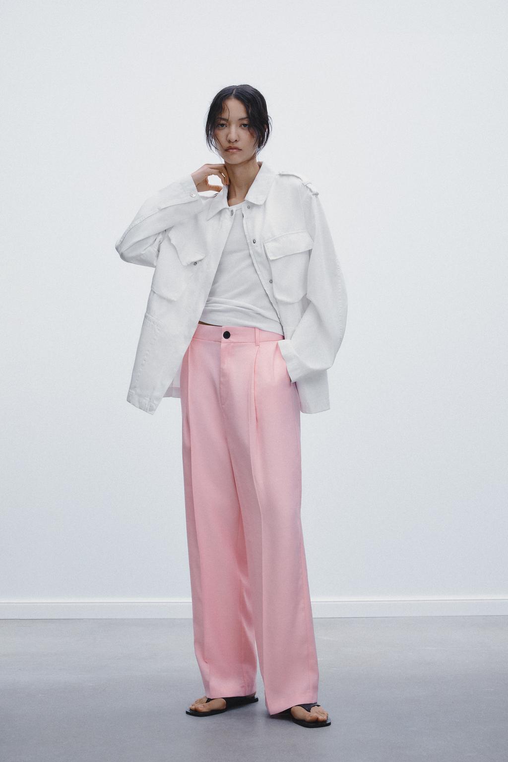 

Плиссированные брюки ZARA, розовый