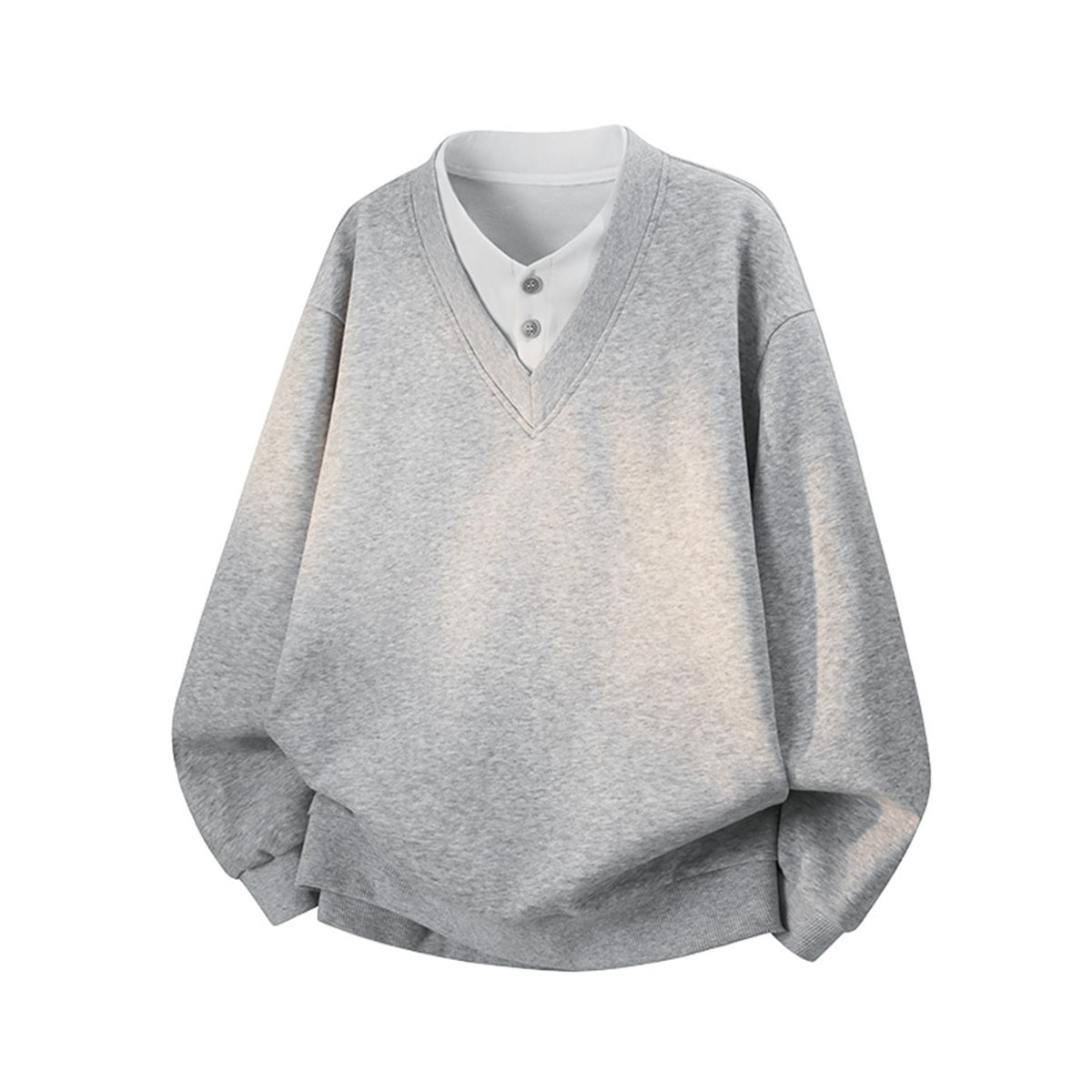 

Свитшот Unisex V-образный вырез Moderate Mock Two Piece X1617, heather серый