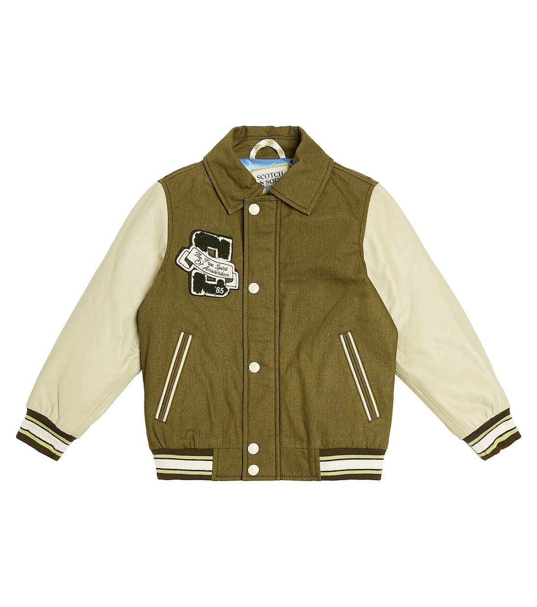 

Университетская куртка из хлопка с логотипом Scotch & Soda Kids, зеленый