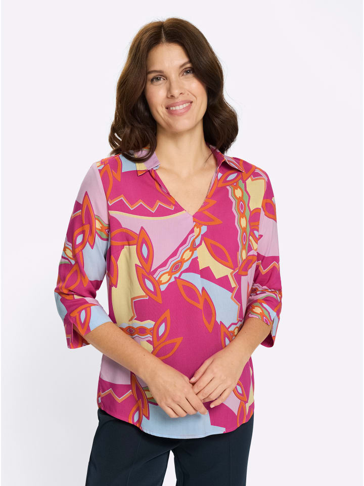 

Блузка без застежки с принтом цвета фуксии и лимона Sieh an!