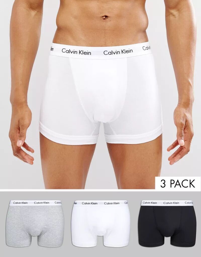 

Комплект из трех плавок из хлопка Calvin Klein черного, белого и серого цветов