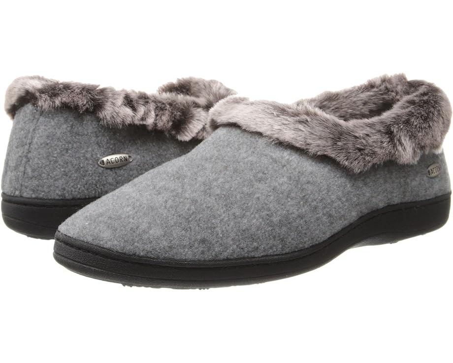 

Тапочки Acorn Faux Chinchilla Collar, цвет Stone