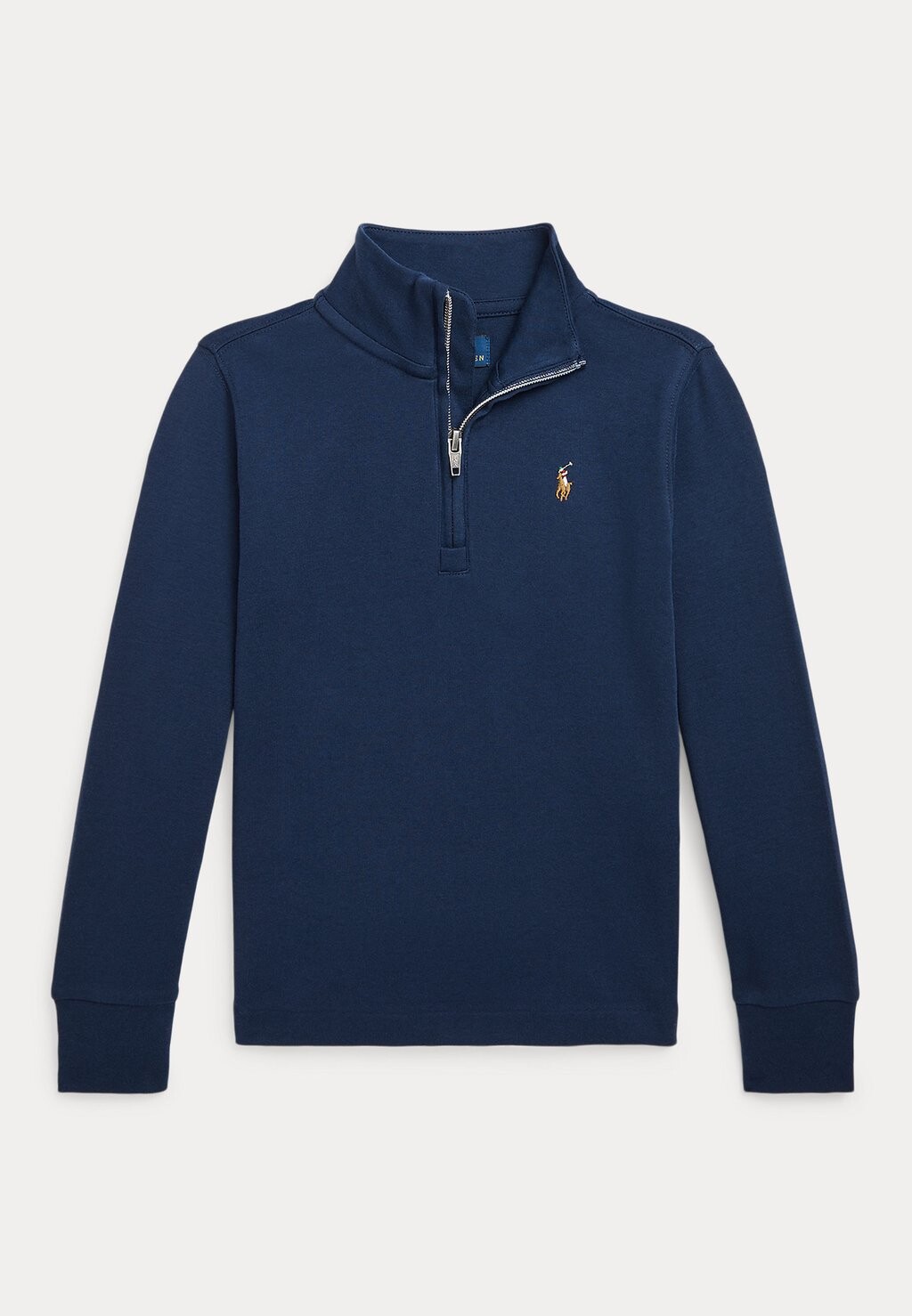 

Топ с длинными рукавами COTTON INTERLOCK QUARTER-ZIP PULLOVER Polo Ralph Lauren, темно-синий