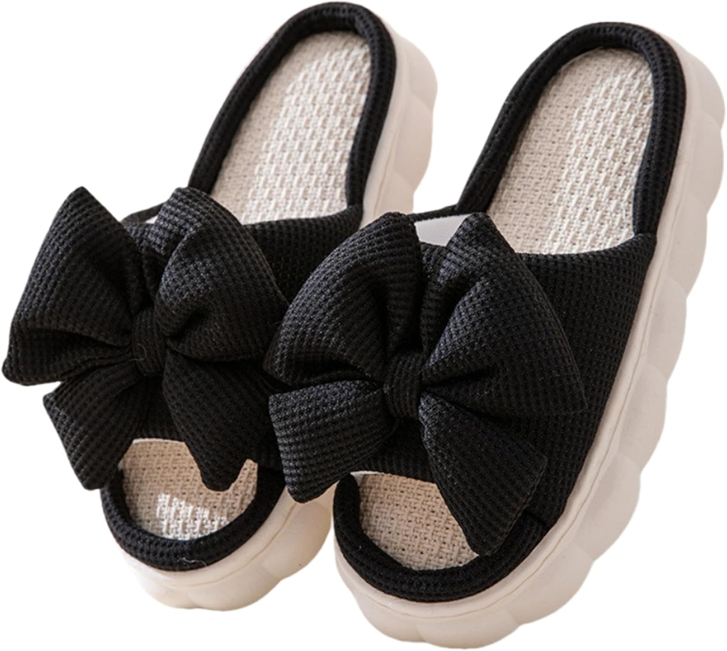 

Домашние тапочки с бабочками из хлопка и льна. Сезонные тапочки для мужчин и женщин. Тапочки из хлопка и льна Lryaoan, черный