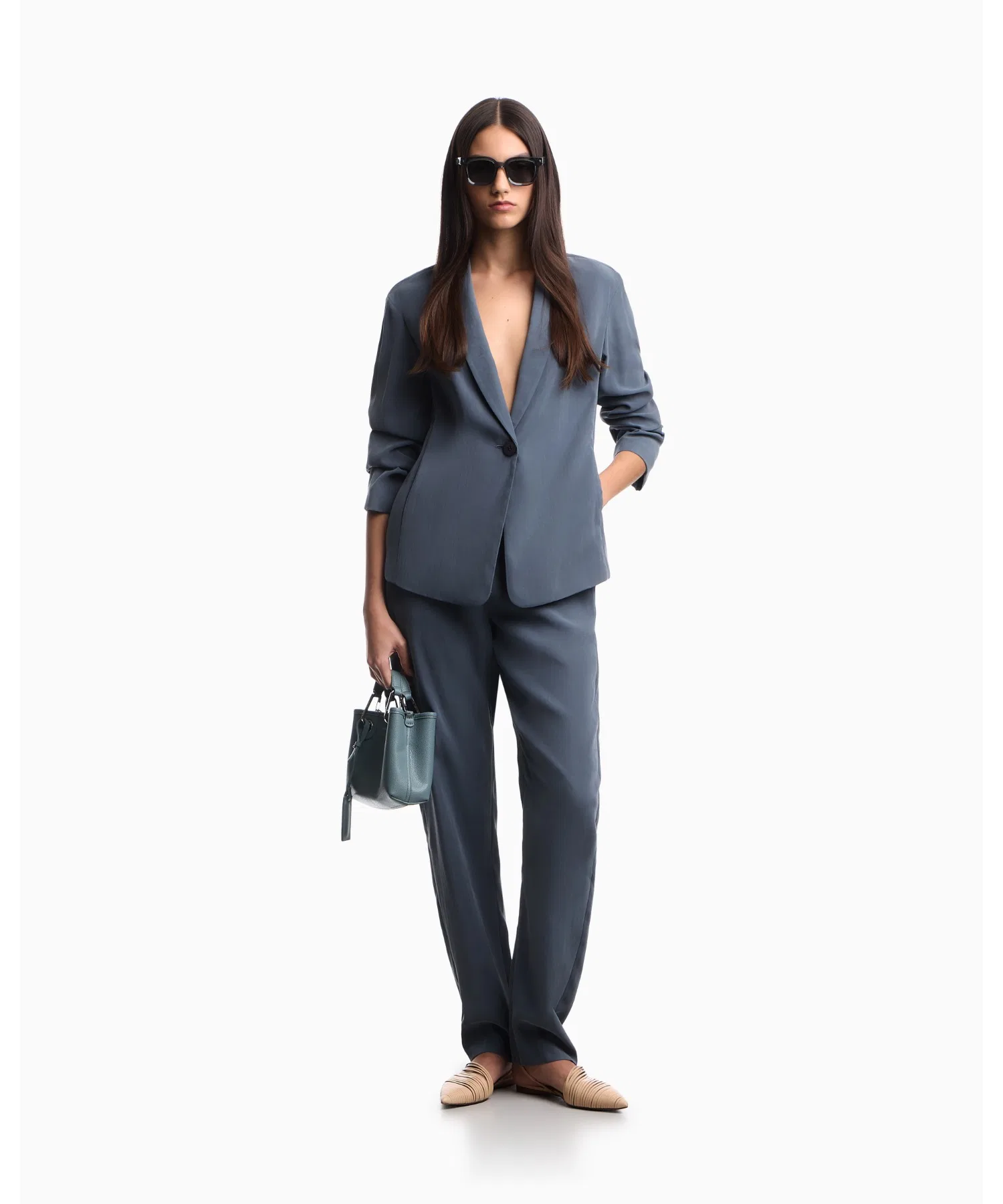 [Emporio Armani] Брюки из модальной саржи с эффектом потертости — фото 4