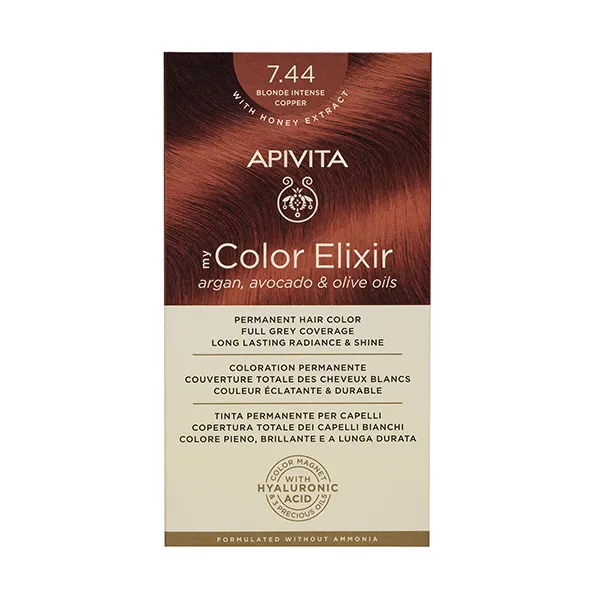 

Перманентное окрашивание My Color Elixir Apivita, цвет blonde intense copper