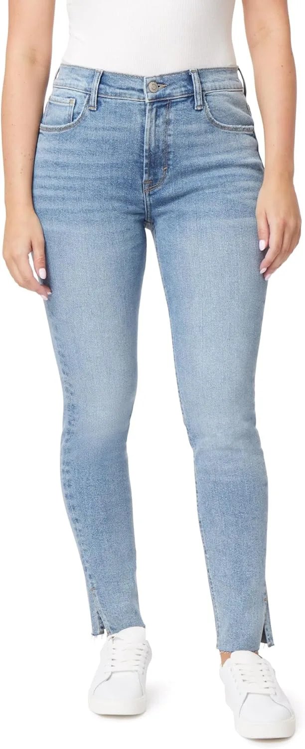 

Джинсы Kensie для женщин Kelsey Vintage, высокая посадка, скинни, необработанный край, длина по внутреннему шву 28 дюймов