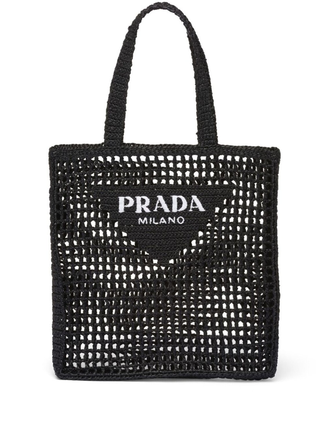

Prada плетеная сумка-тоут с логотипом, черный