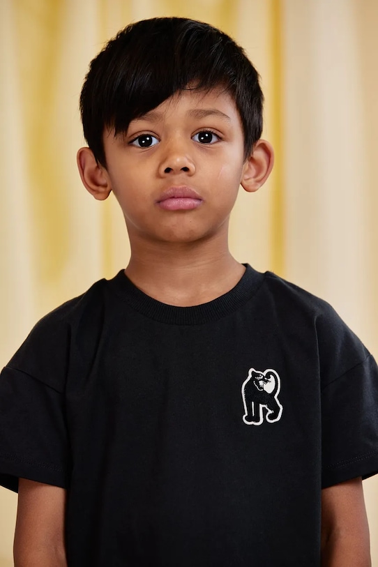 

Детская хлопковая футболка «Пантера» Mini Rodini, черный