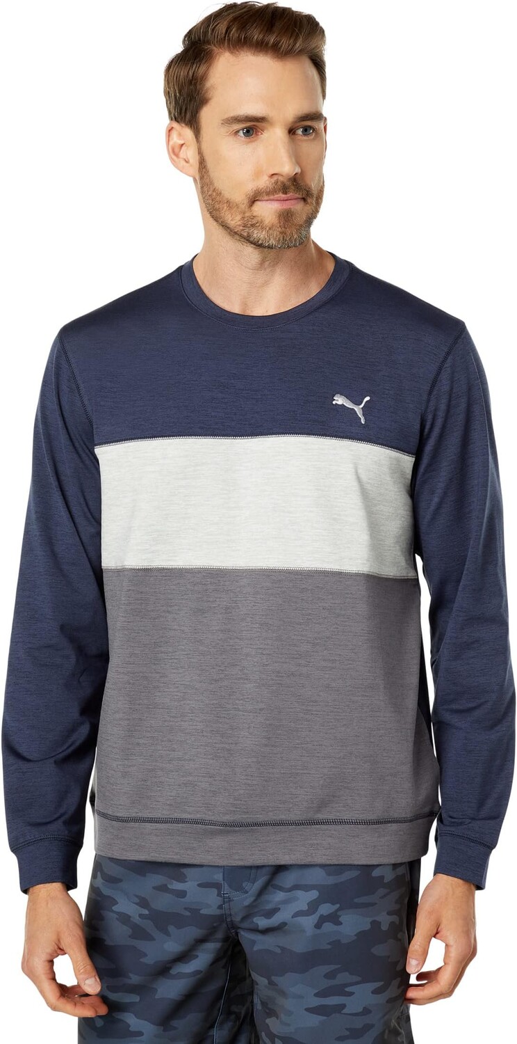 

Толстовка Puma Cloudspun Color-Block Crew Neck, цвет Navy Blazer Heather/Quiet Shade Heather