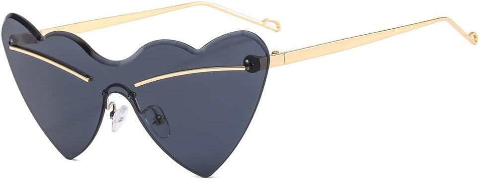 

Солнцезащитные очки в стиле панк без оправы с сердечками, новые, для женщин и мужчин, в комплекте одна пара, женские панк-очки с защитой от УФ-излучения UV400 LANGSER, 1