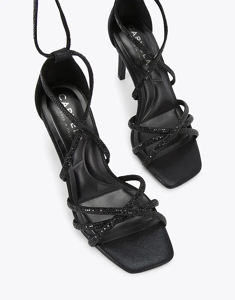 Босоножки Carvela Paparazzi на каблуке с завязками, черного цвета — фото 2