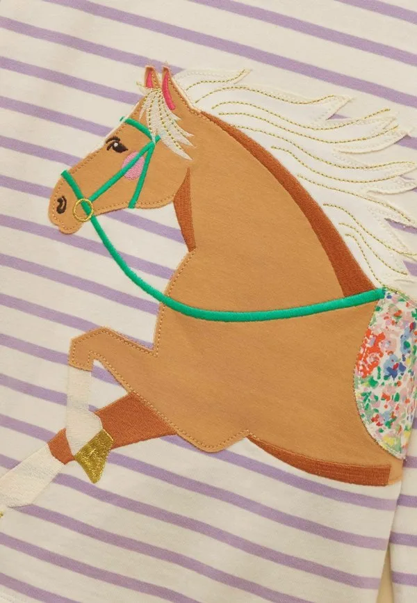 Топ с длинными рукавами и аппликацией, прямого кроя Joules, Purple Horse — фото 3