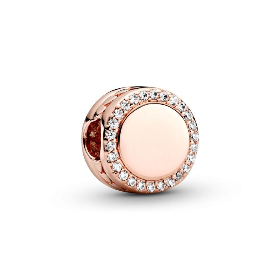 

Шарм Engravable Sparkling Button Pandora, покрытие - розовое золото