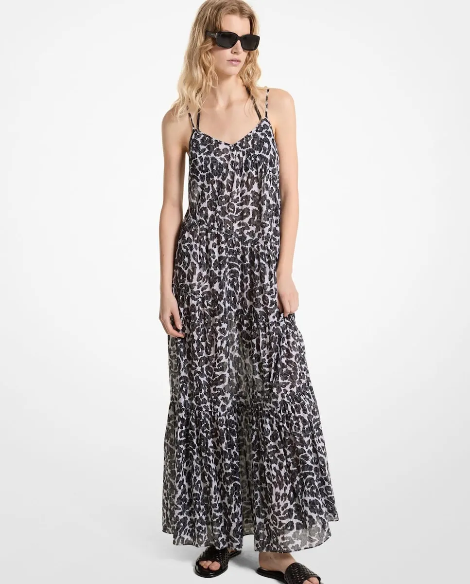 

Длинное платье с леопардовым принтом Michael Michael Kors, серый