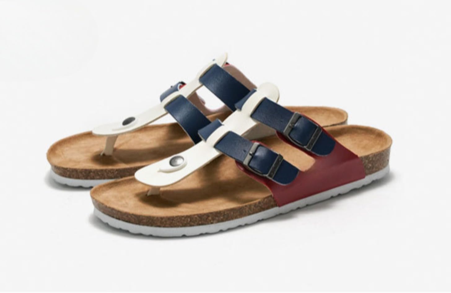 Мужские сандалии Geerta Strappy Jesus, широкие шлепанцы, пробковая стелька, водные тапочки, носить на пляже, легкие, дышащие, нескользящие, домашние шлепанцы, удобная обувь для летнего отдыха, синий — фото 4