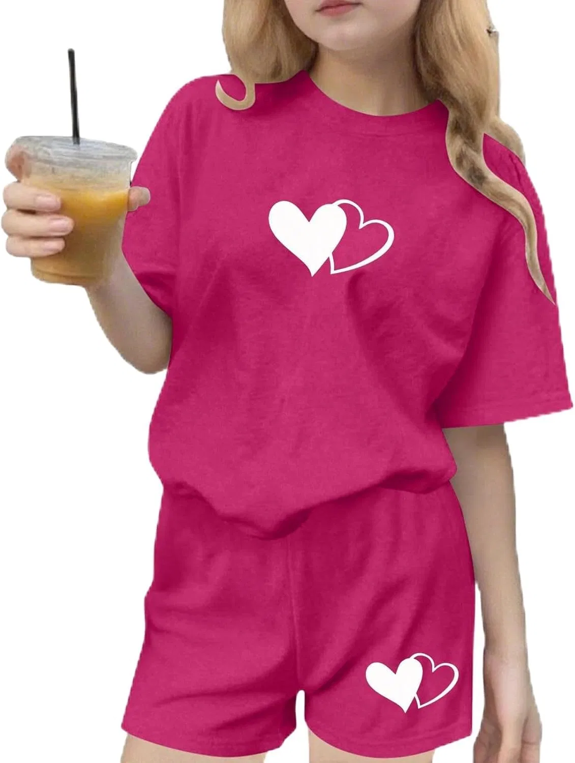 Детский спортивный костюм из топа и шорт Zzalalana, Hot Pink