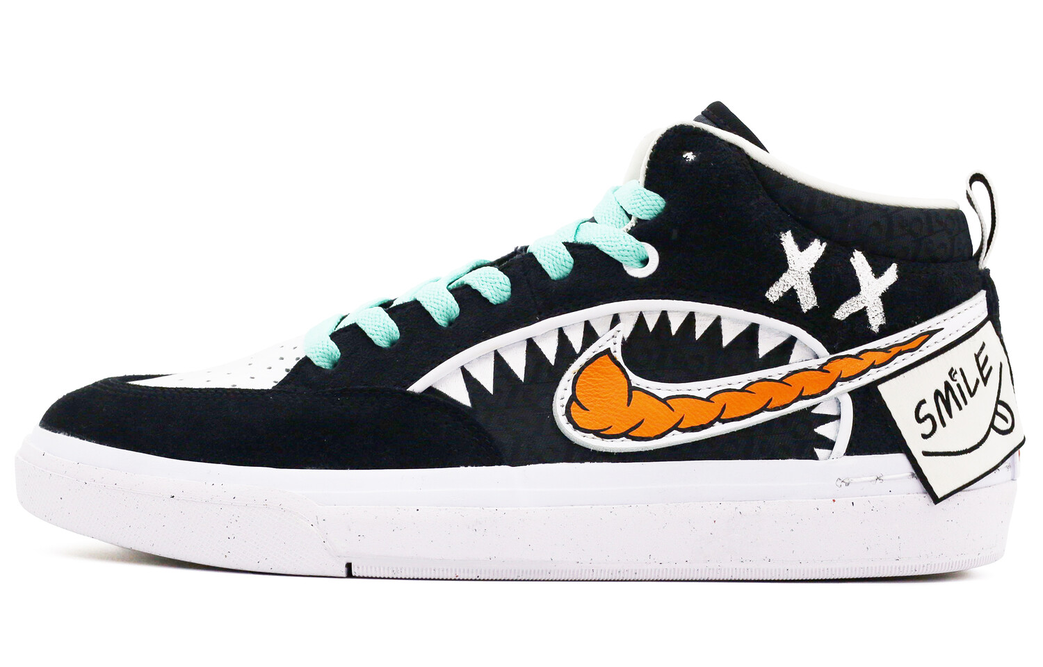 

Кроссовки Nike SB React Leo Skateboarding Shoes Men Mid-top Black/White/Blue/Orange, черный