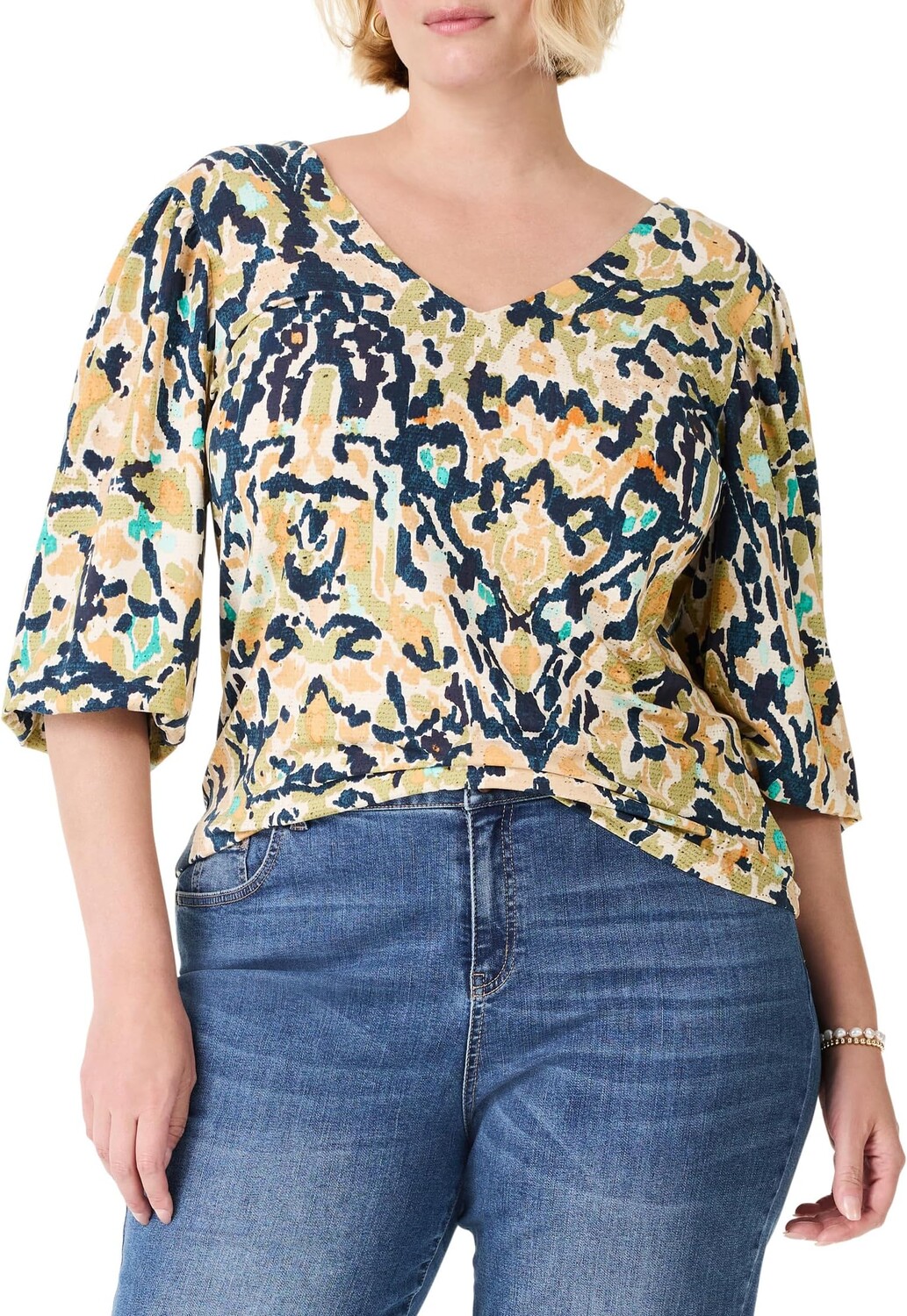 

Топ NIC+ZOE Plus Size Vineyard Glow Top, цвет Indigo Multi