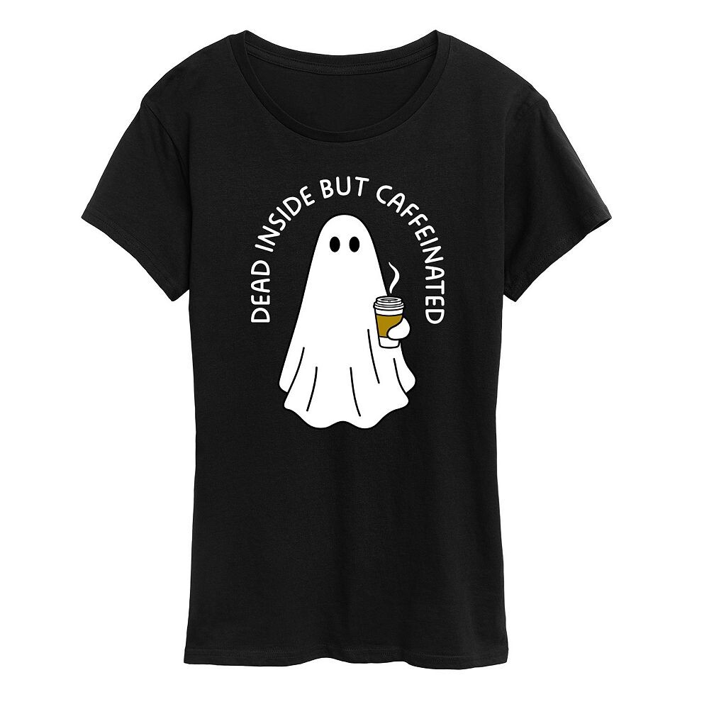 

Женская футболка с рисунком Dead Inside Caffeined Ghost, черный