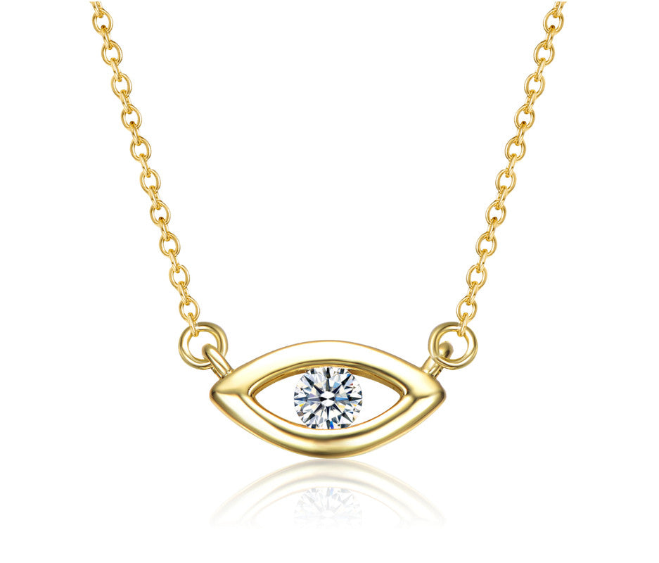 

Ожерелье с подвеской от сглаза, покрытое 14-каратным золотом и прозрачным кубическим цирконием Rachel Glauber, золотой