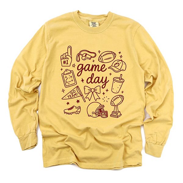 

Футболка с длинным рукавом Game day с принтом в виде коллажа Simply Sage Market, Mustard