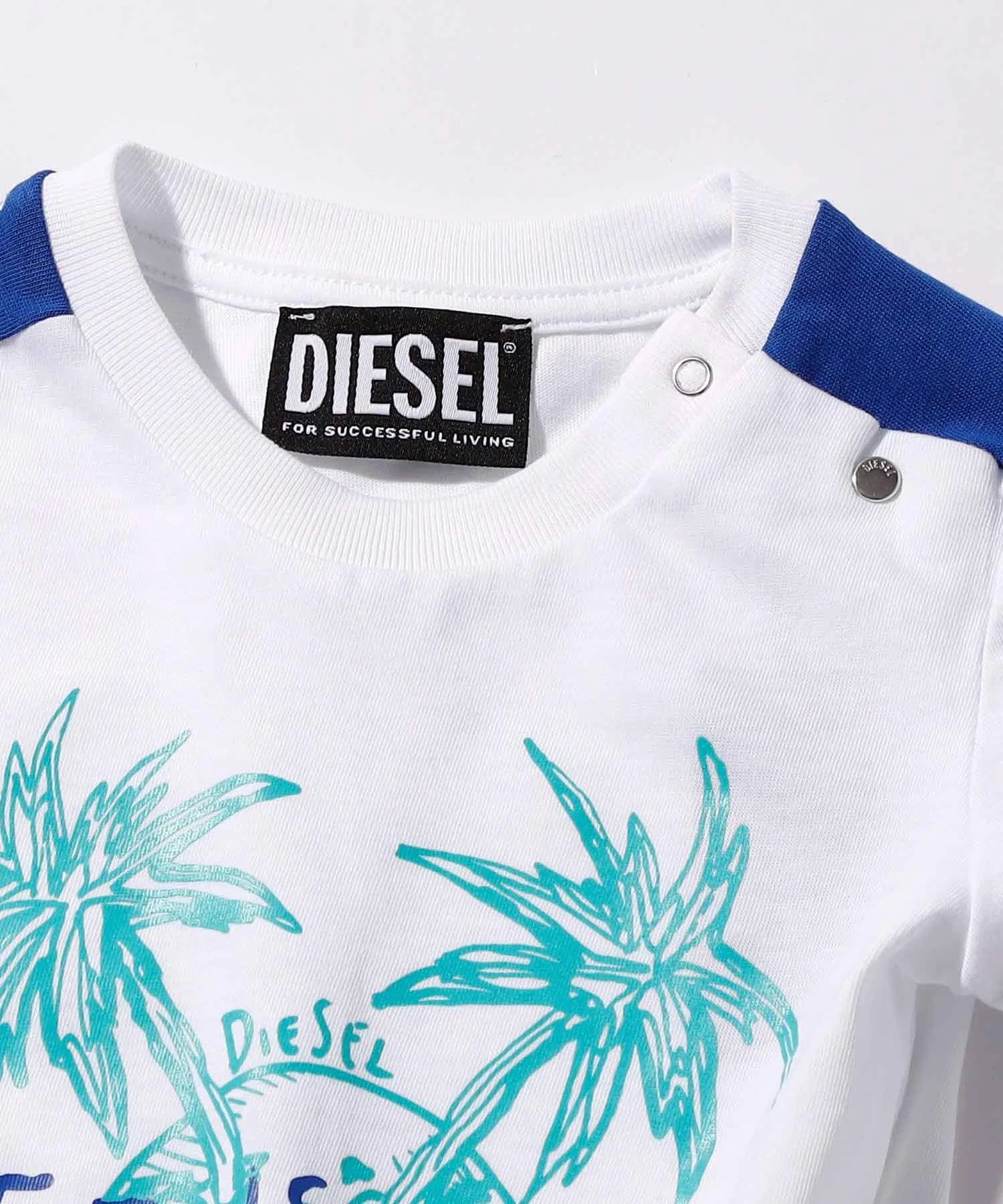 Детская футболка с графическим принтом DIESEL KIDS тёмно-синяя — фото 3