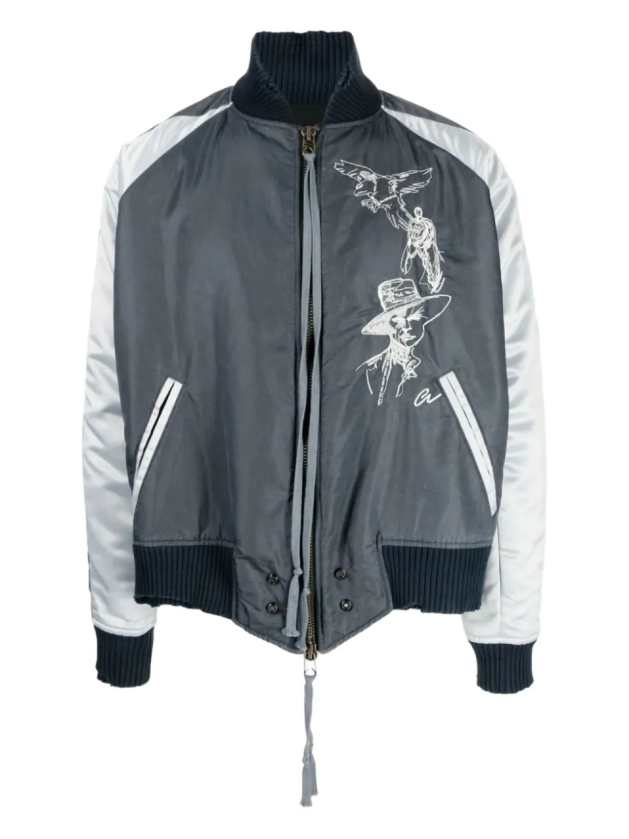 

Куртка-бомбер с вышивкой от Грега Лорена Greg Lauren, серый