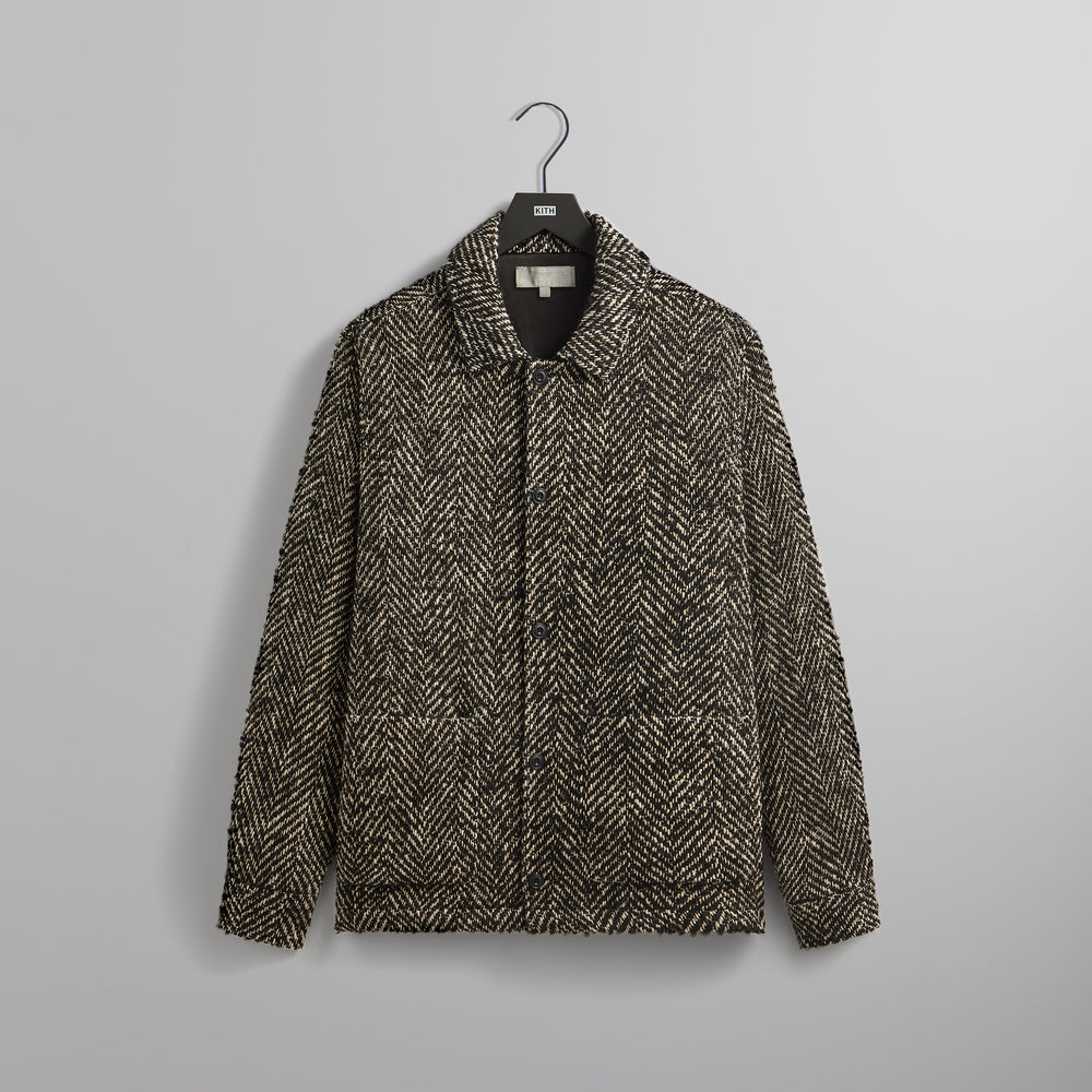 

Куртка Kith Oversized Herringbone Boxy Collared Overshirt, черный