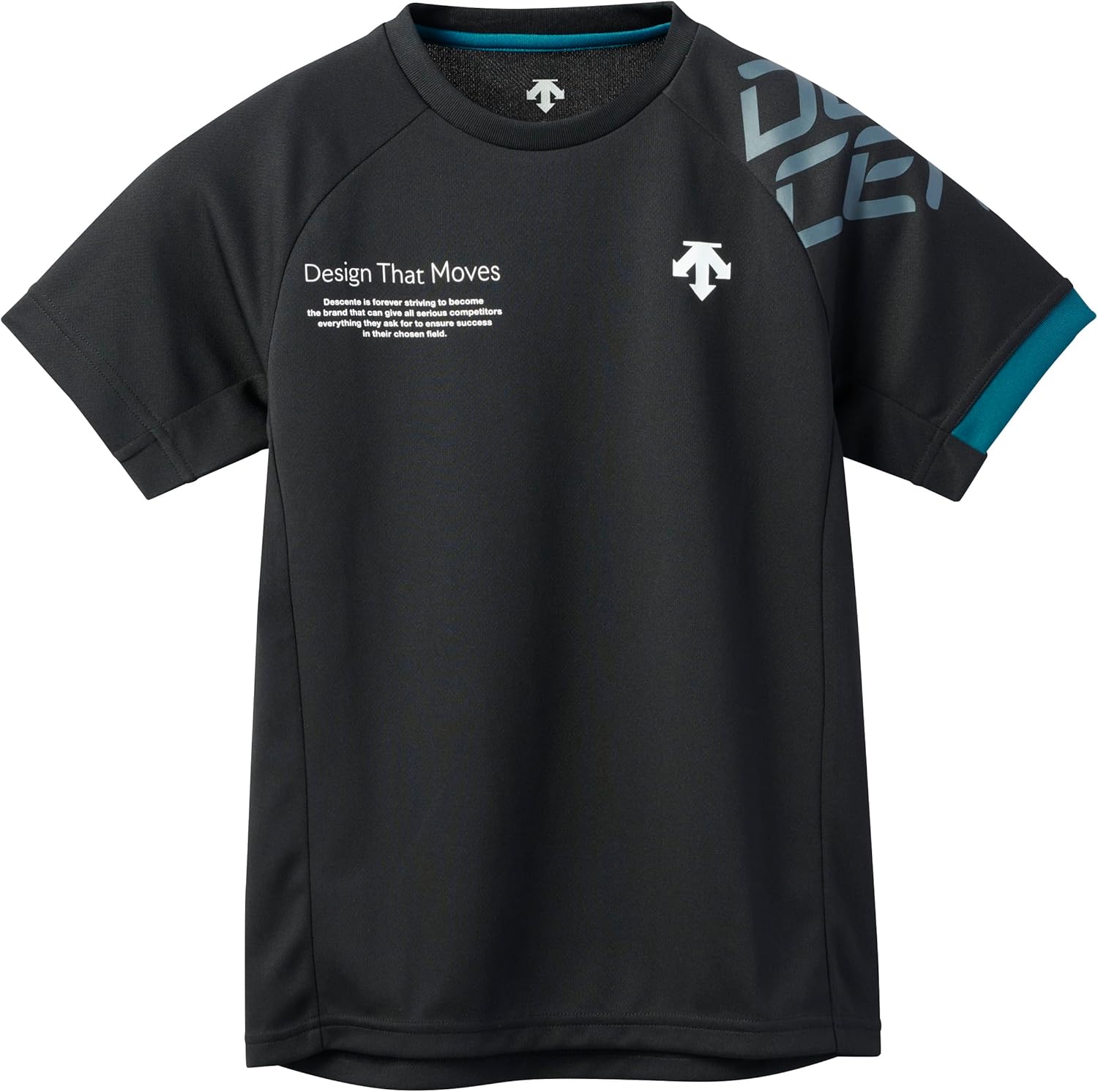 

Футболка с коротким рукавом Descente, волет, короткий рукав, впитывает пот, быстро сохнет, дышащая, свободная, рукав реглан, мужская, женская, для клубных мероприятий