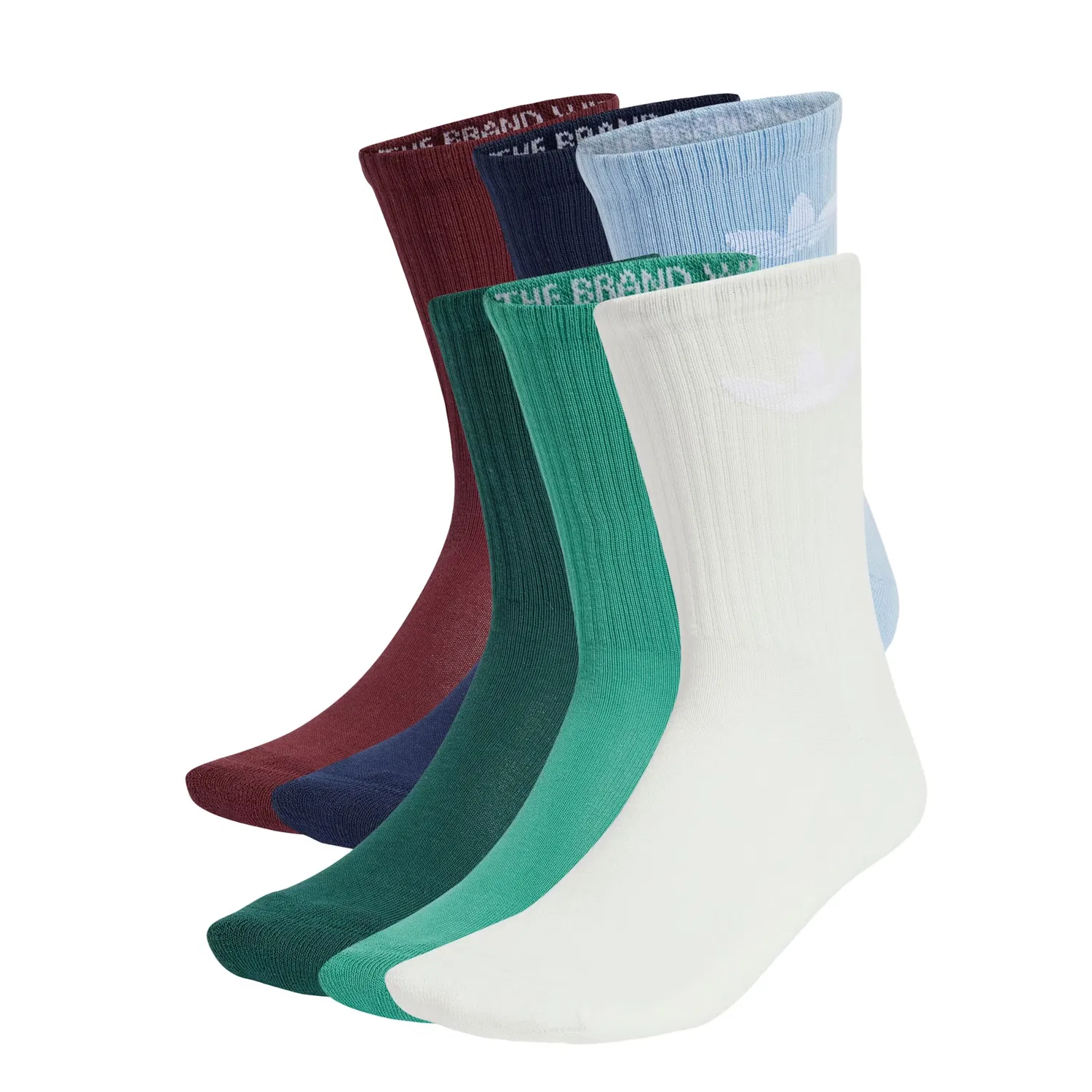 Носки Adidas Originals Trefoil Cushion в светло-голубом темно-зеленом, красном и белом цветах