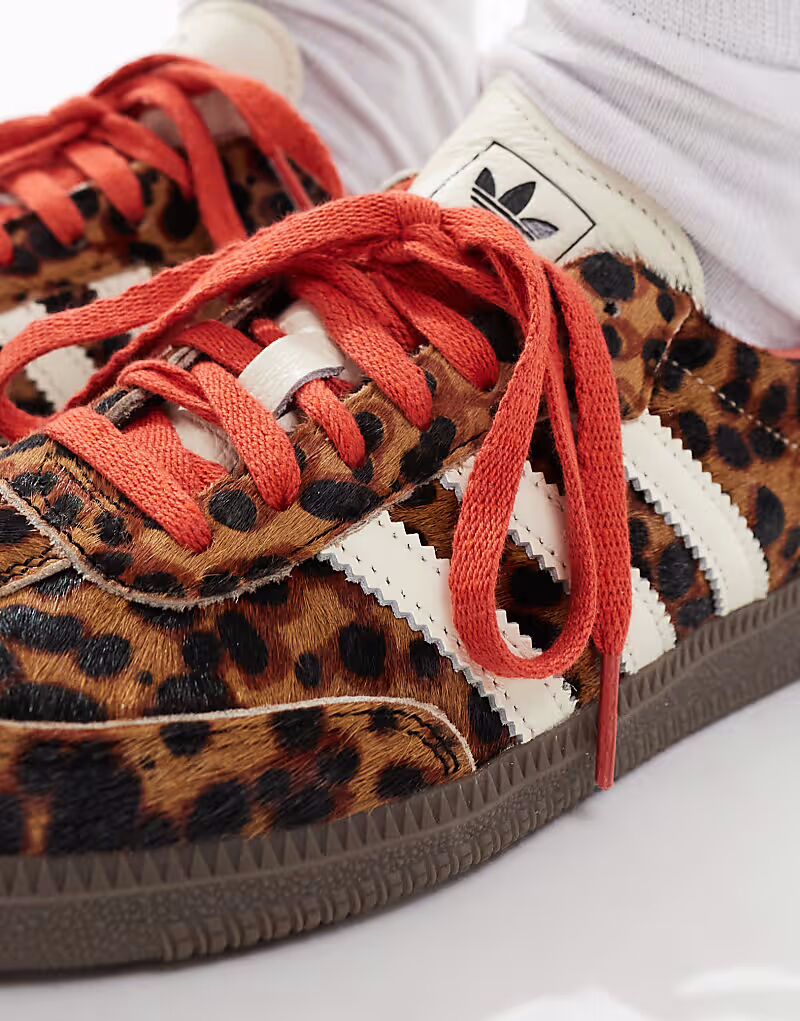 Кроссовки Adidas Originals samba с леопардовым принтом - КОРИЧНЕВЫЕ — фото 3