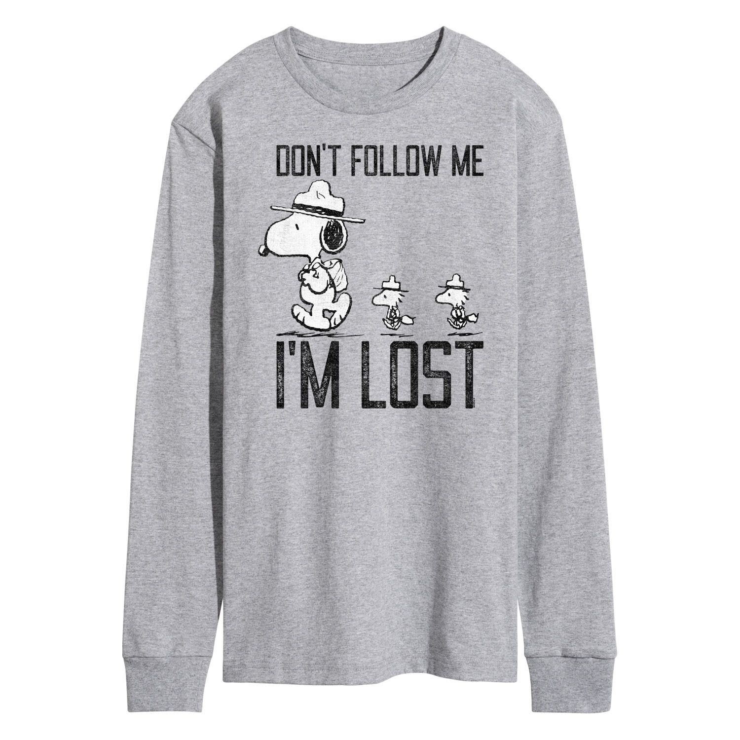 

Мужская футболка с длинными рукавами и рисунком Peanuts Dont Follow Me Licensed Character