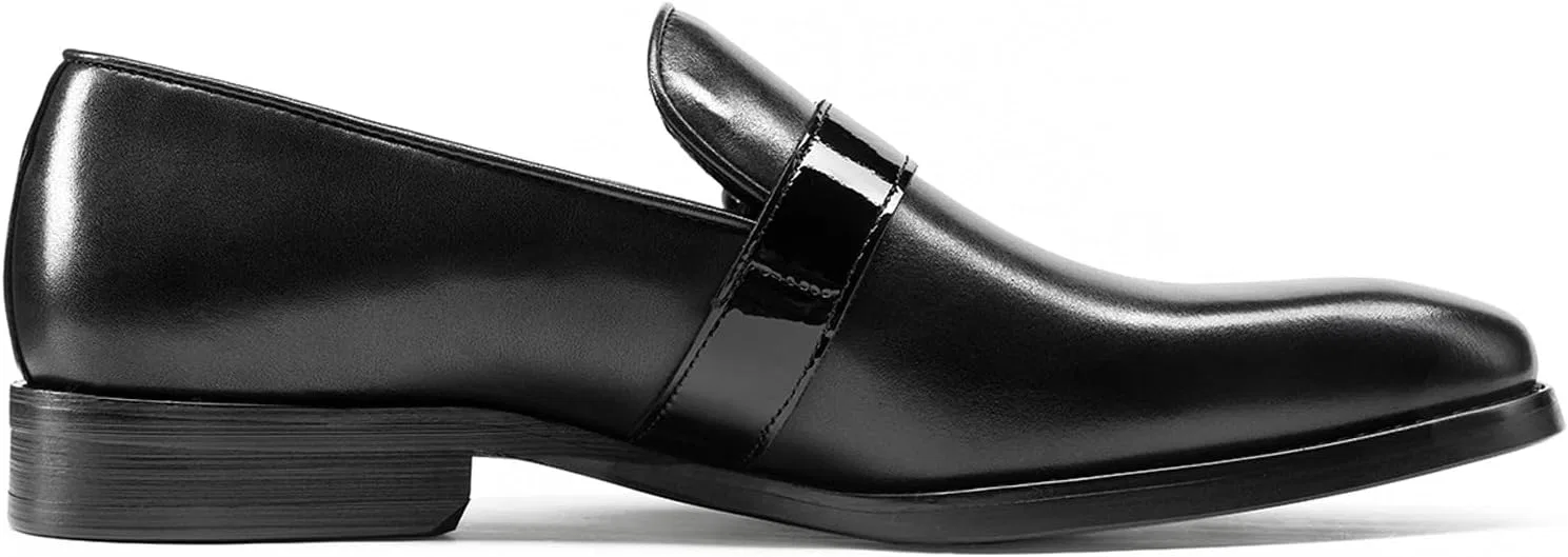 Лоферы кожаные, квадратный носок, Men's Slip-on Loafers 206-803, черный WinDhana — фото 3