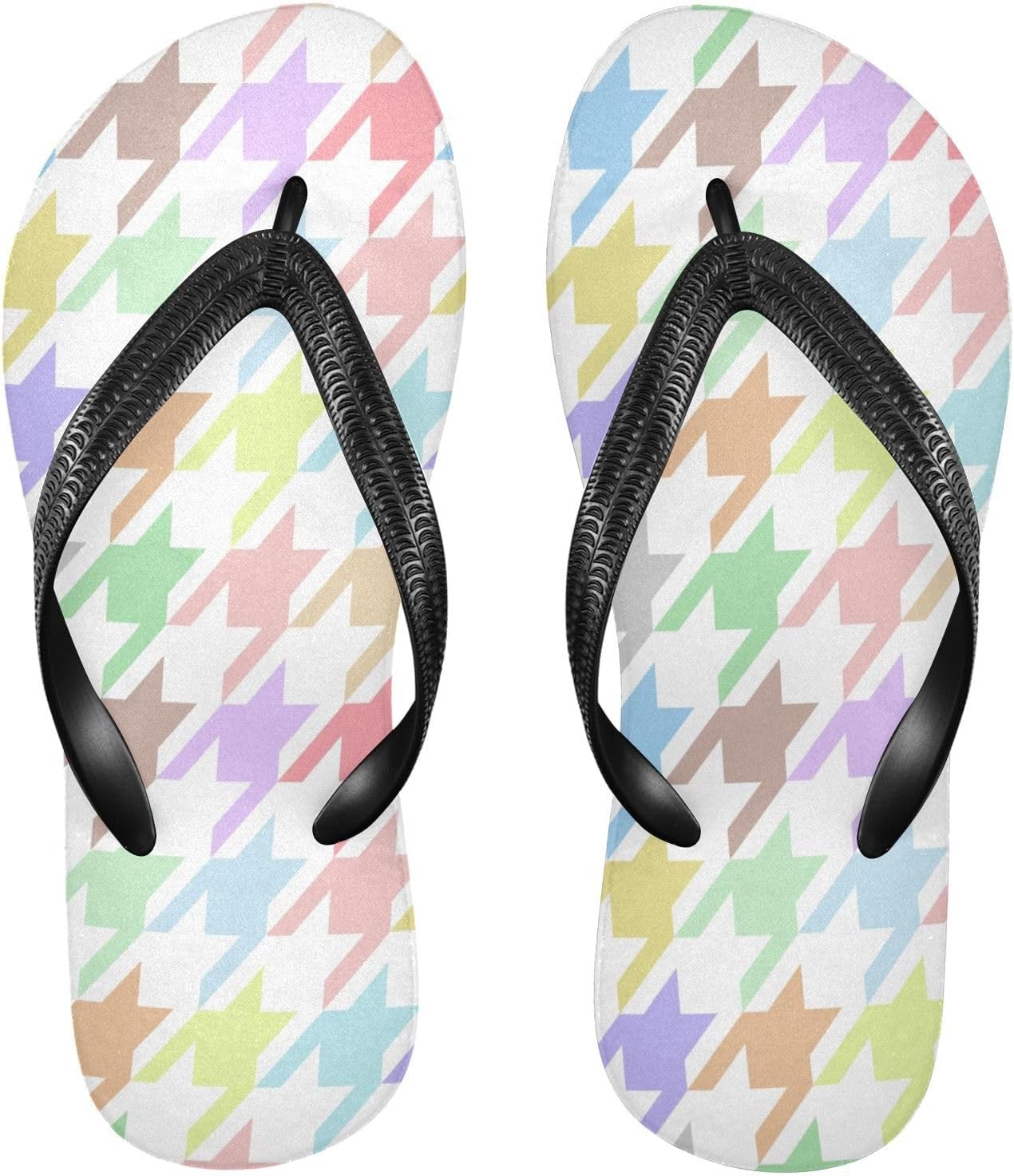 

Яркие пляжные шлепанцы в белую гусиную лапку, резиновые нескользящие летние тапочки для мужчин и женщин Sinestour, белый