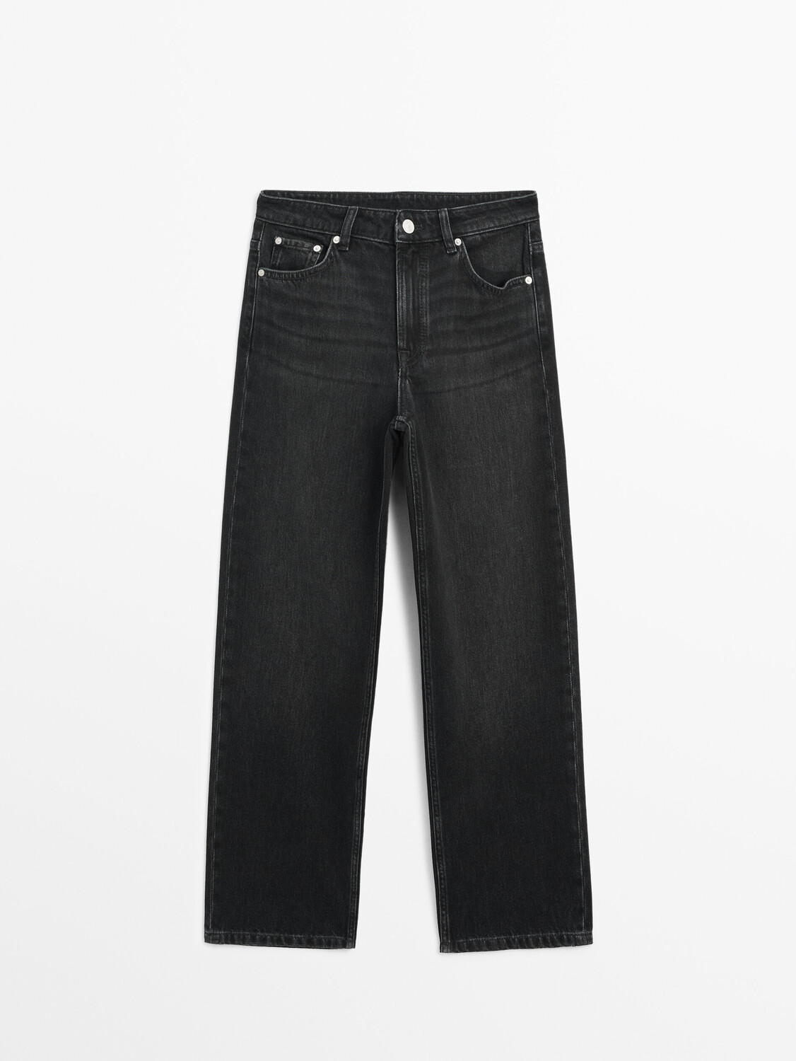 

Джинсы средней посадки, прямые, обычной длины Massimo Dutti, черный