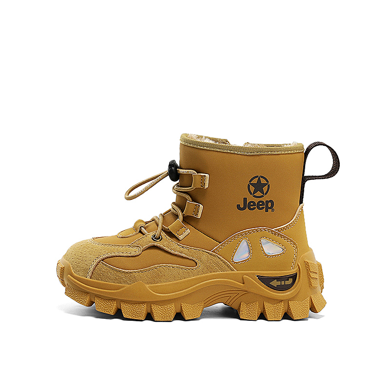Детские высокие зимние ботинки Slip Resistant Anti Kick Abrasion Resistant Lightweight Cushioning Quiet Balance Jeep, черный серый[fleece-lined-upgraded] — фото 3